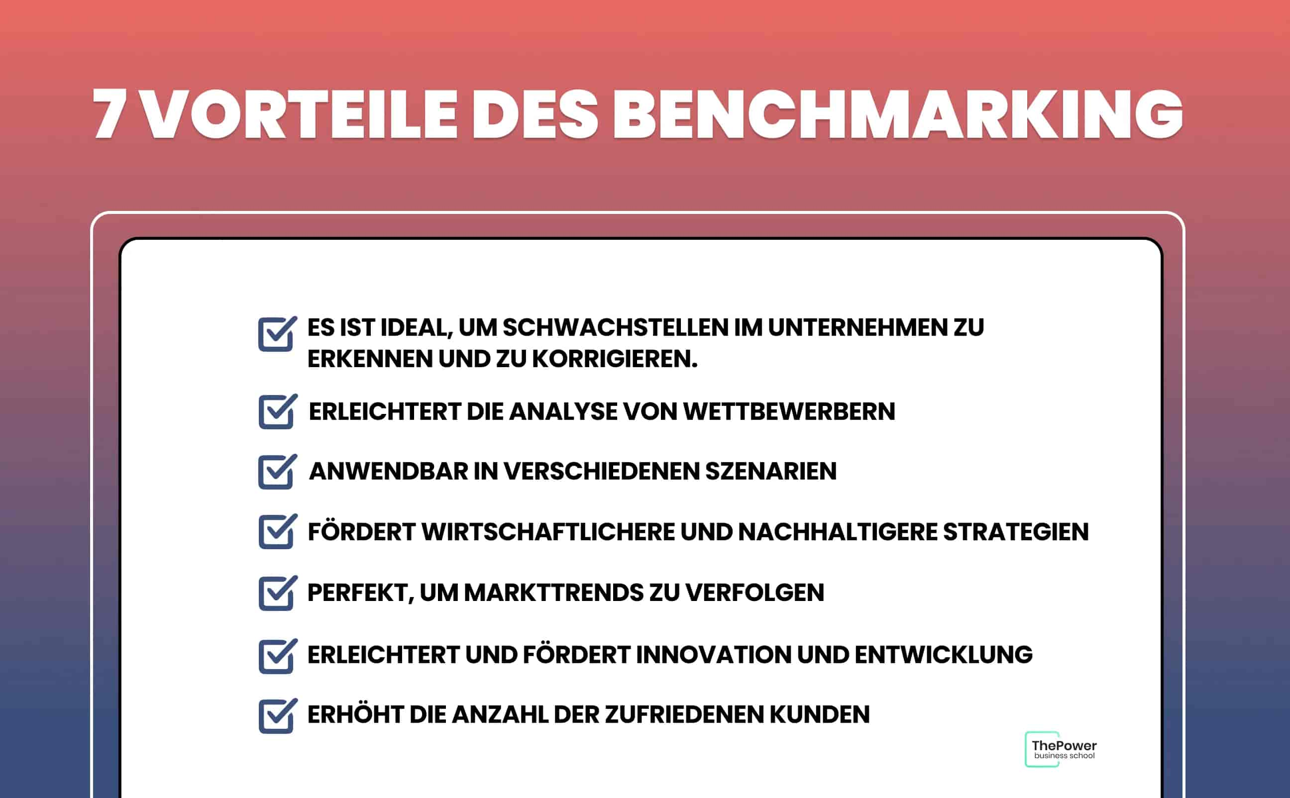 7 vorteile des Benchmarking